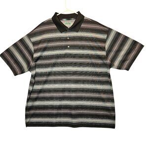 Ben Hogan Performance Polo Shirt 2XL Striped Short Sleeve Gray & Black Mens Top